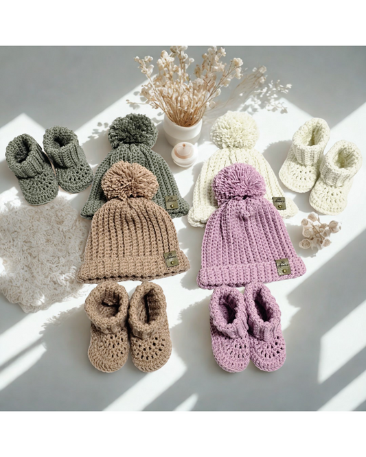 Baby Booties & Beanie Set