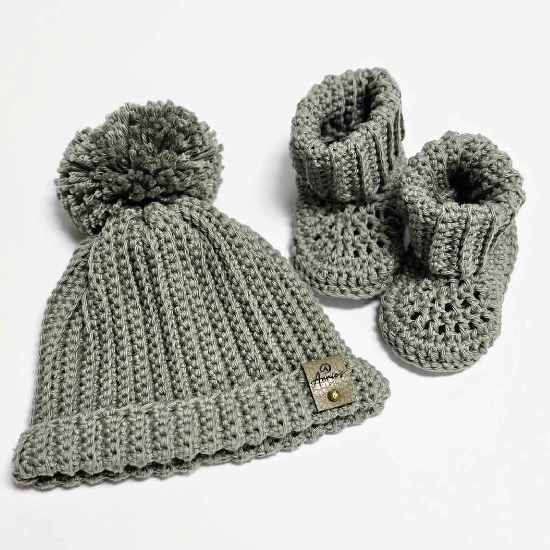 Baby Booties & Beanie Set